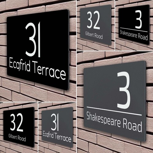 Modern house number plaques - house,