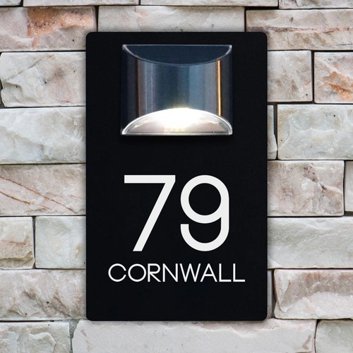 House number plaques solar - number,