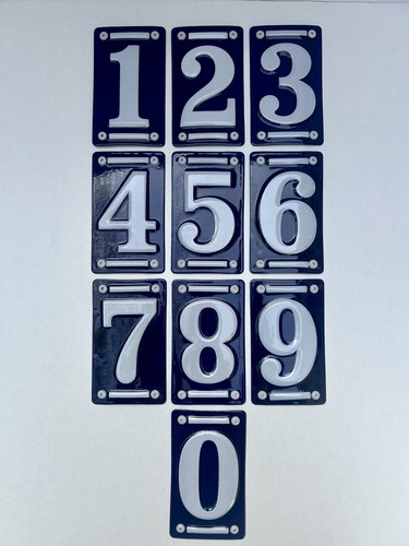 Blue and white numeral plaque - blue,