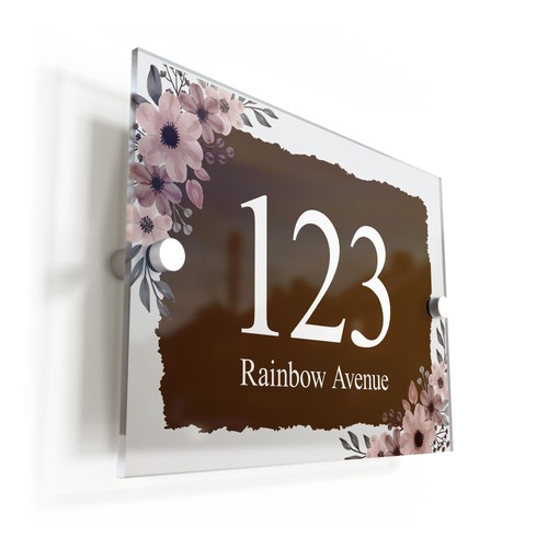 Brown floral acrylic house - floral,