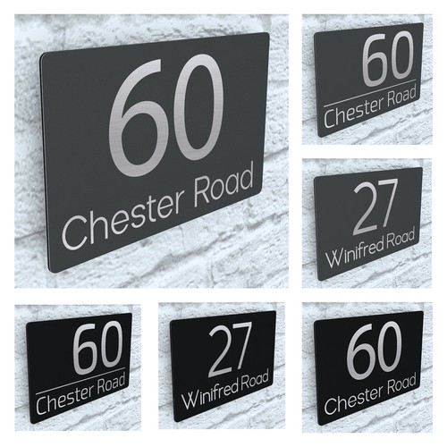 Modern house number plaques - house,