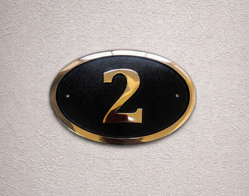 Cast bronze oval - house, number