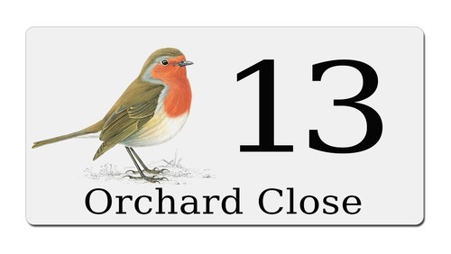 Robin bird house number sign - robin,