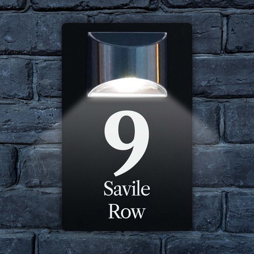 House number plaques solar - number,